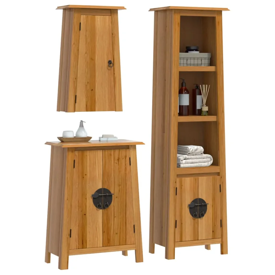 Ensemble de meubles de salle de bain 3 pcs bois de pin massif - 3