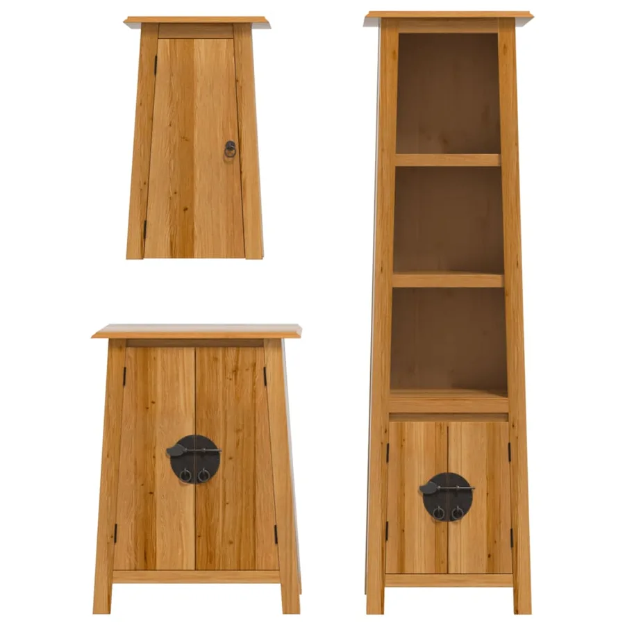 Ensemble de meubles de salle de bain 3 pcs bois de pin massif - 5