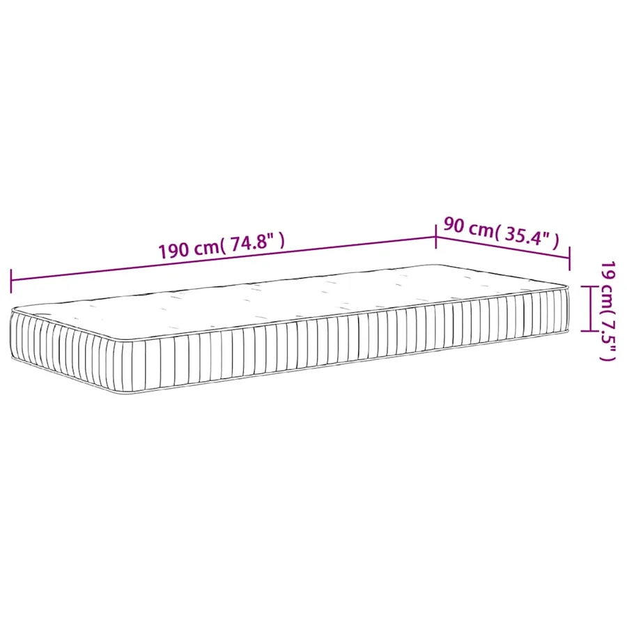 Matelas à ressorts ensachés moyen 90x190 cm - 9