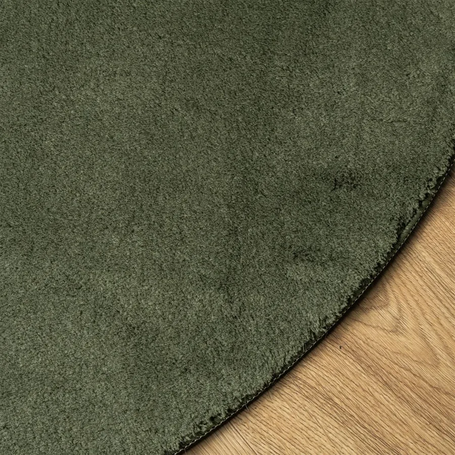 Tapis HUARTE à poils courts doux et lavable vert forêt Ø 80 cm - 4