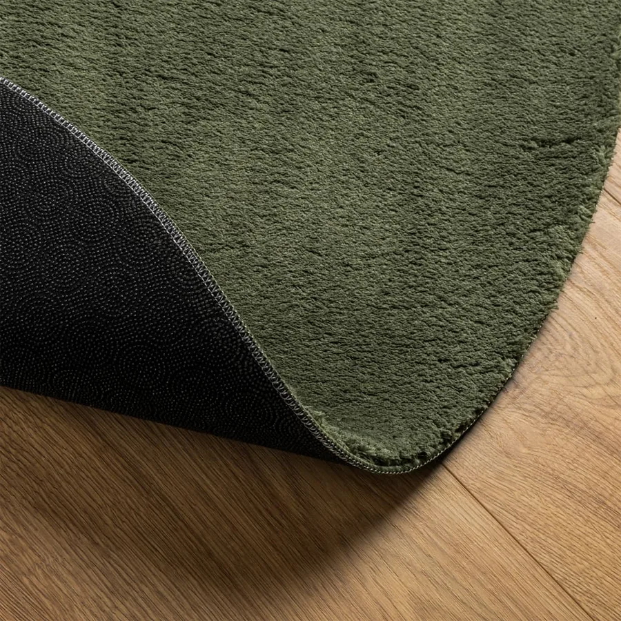 Tapis HUARTE à poils courts doux et lavable vert forêt Ø 80 cm - 5