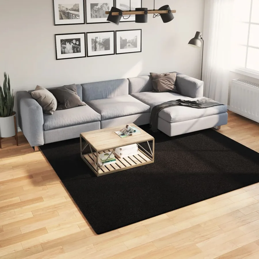 Tapis HUARTE à poils courts doux et lavable noir 240x240 cm