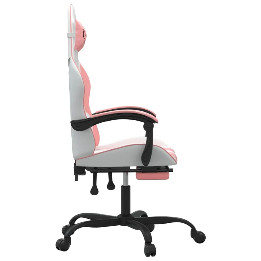 Chaise de jeu pivotante et repose-pied Blanc et rose Similicuir - 4