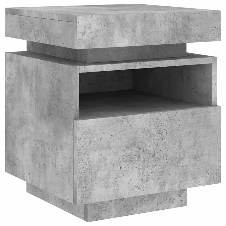 Armoire de chevet avec lumières LED gris béton 40x39x48,5 cm - 4