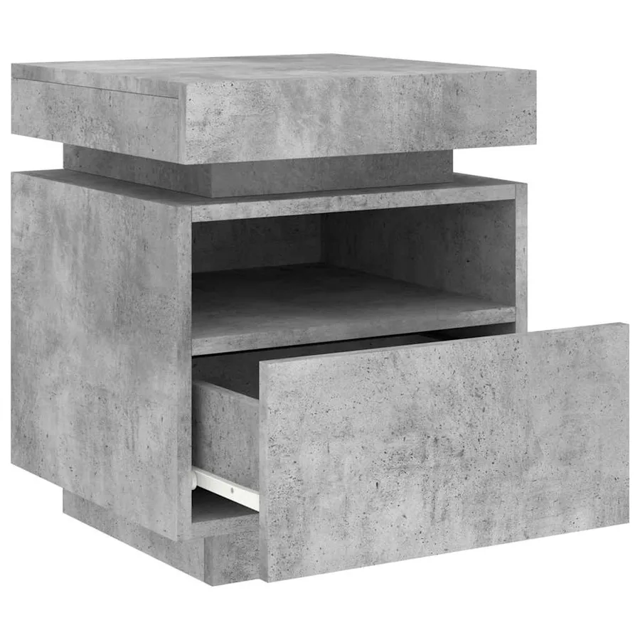 Armoire de chevet avec lumières LED gris béton 40x39x48,5 cm - 5