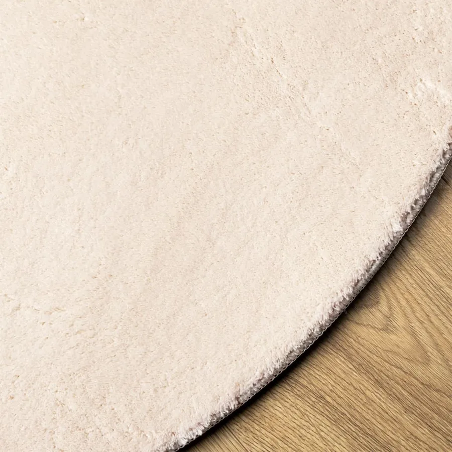 Tapis HUARTE à poils courts doux et lavable beige Ø 80 cm - 4