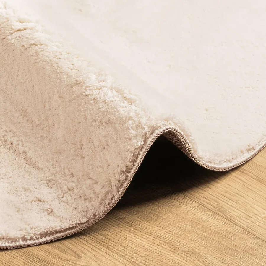 Tapis HUARTE à poils courts doux et lavable beige Ø 80 cm - 6