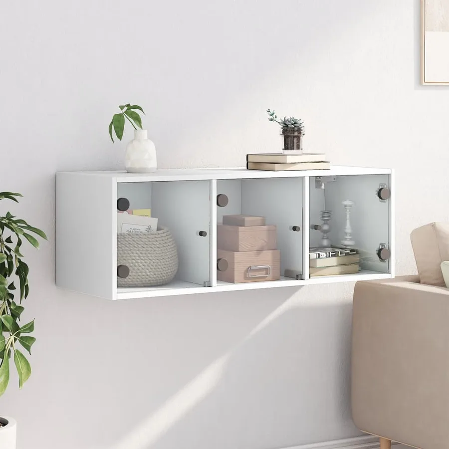 Armoire murale avec portes en verre blanc 102x37x35 cm - 3