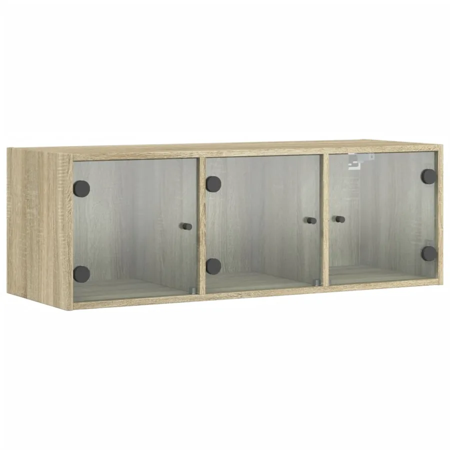 Armoire murale avec portes en verre chêne sonoma 102x37x35 cm - 2