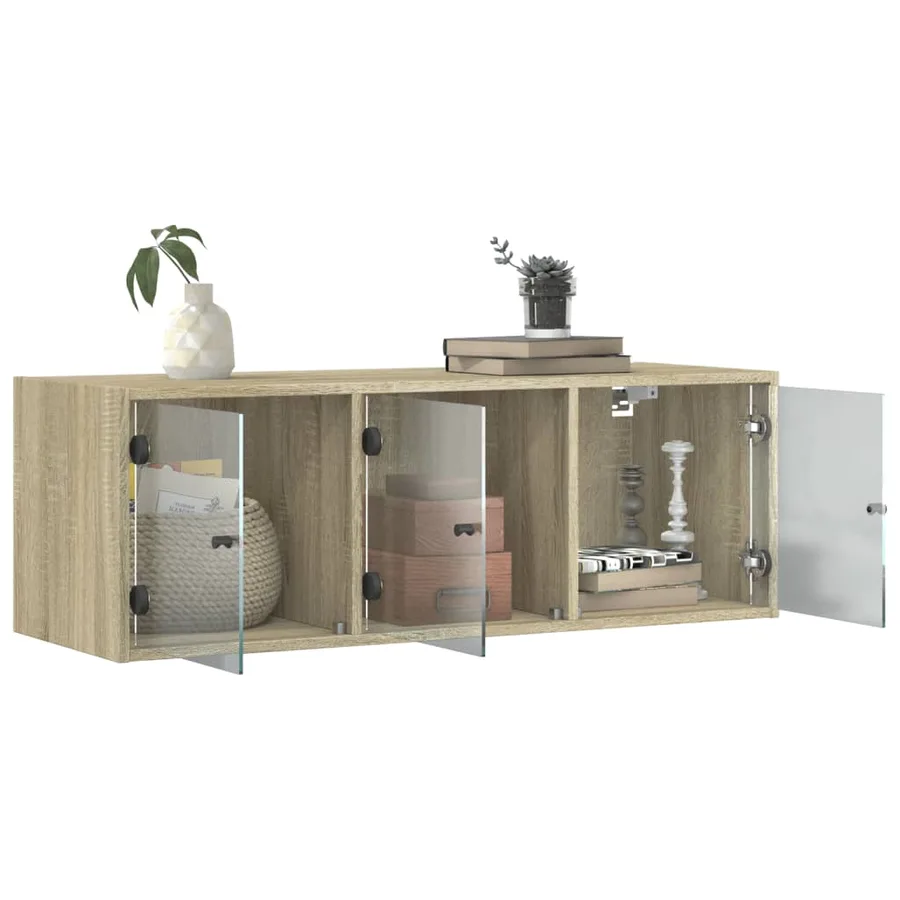 Armoire murale avec portes en verre chêne sonoma 102x37x35 cm - 5