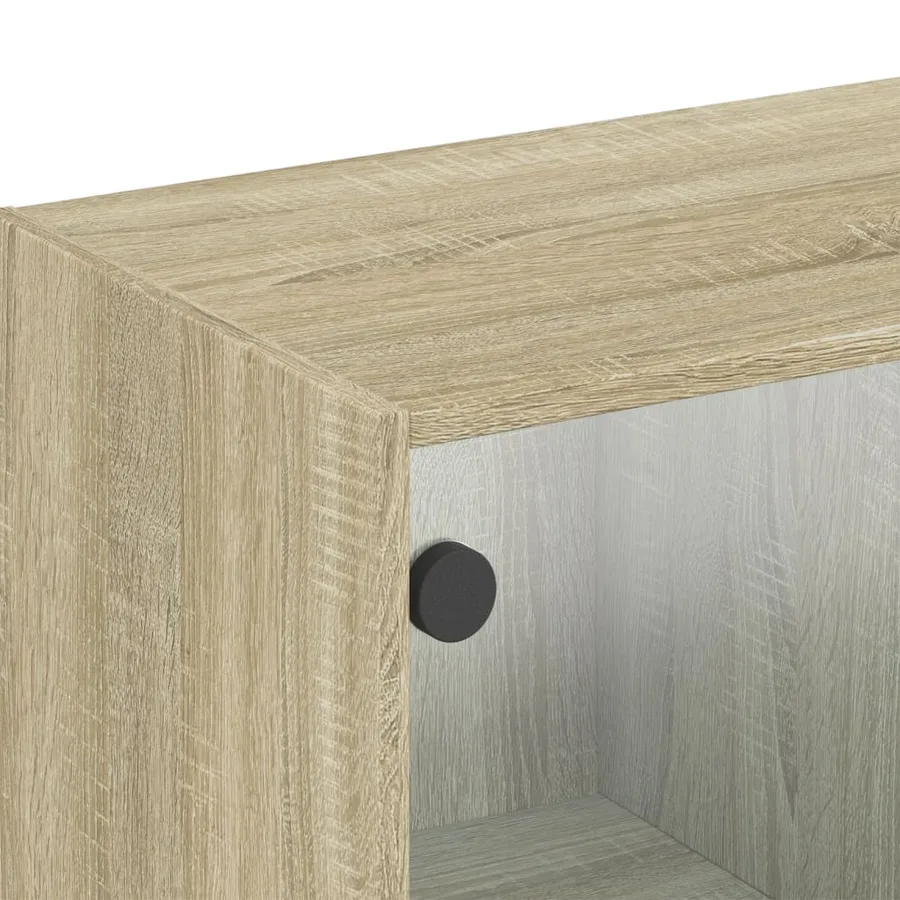 Armoire murale avec portes en verre chêne sonoma 102x37x35 cm - 9