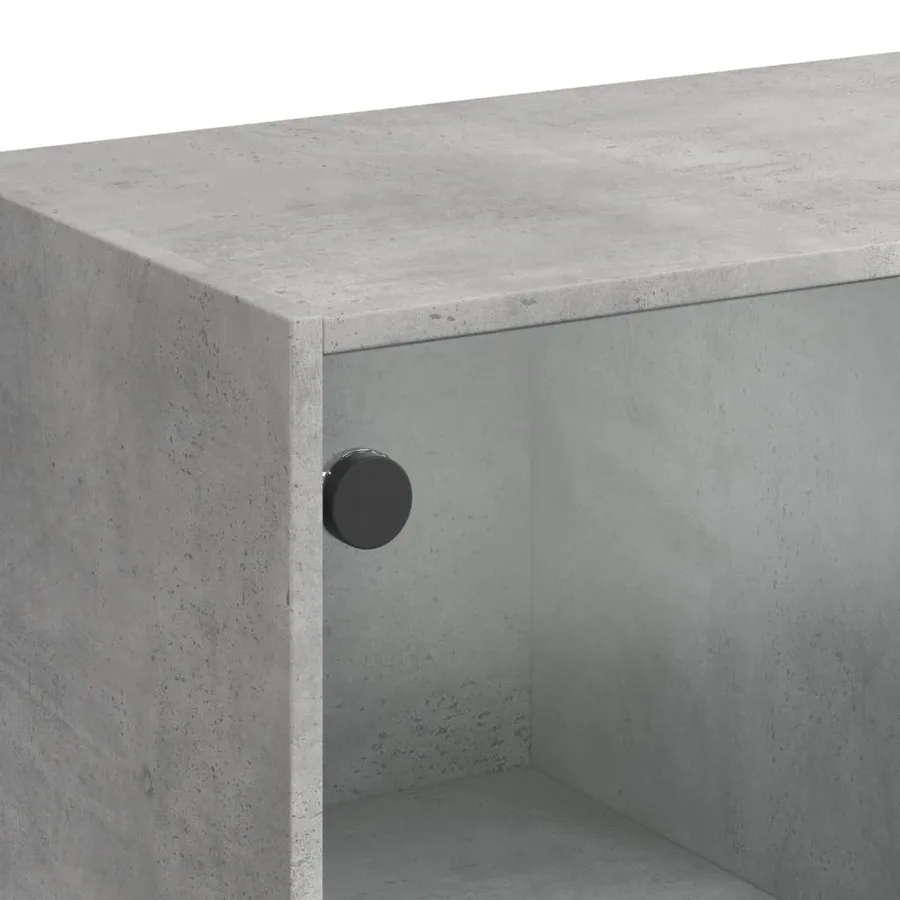 Table basse avec portes en verre gris béton 102x50x42 cm - 10