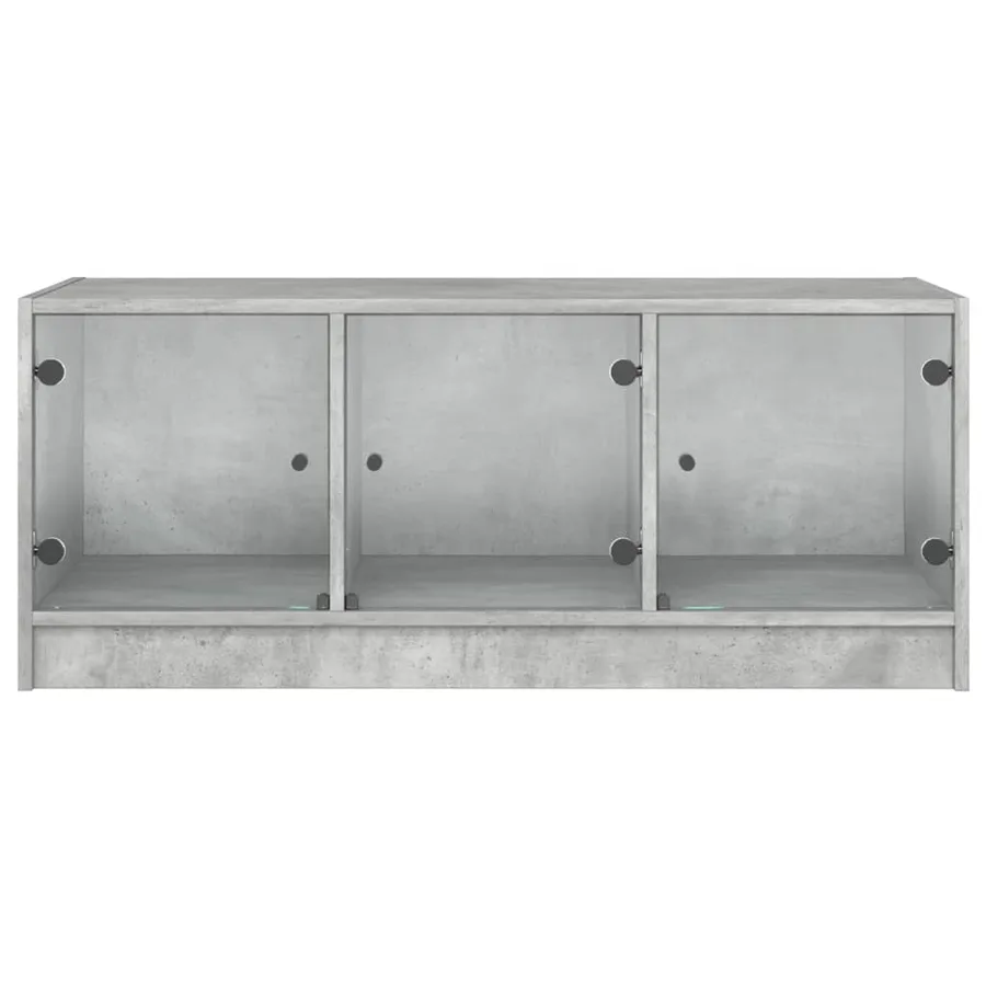 Table basse avec portes en verre gris béton 102x50x42 cm - 6