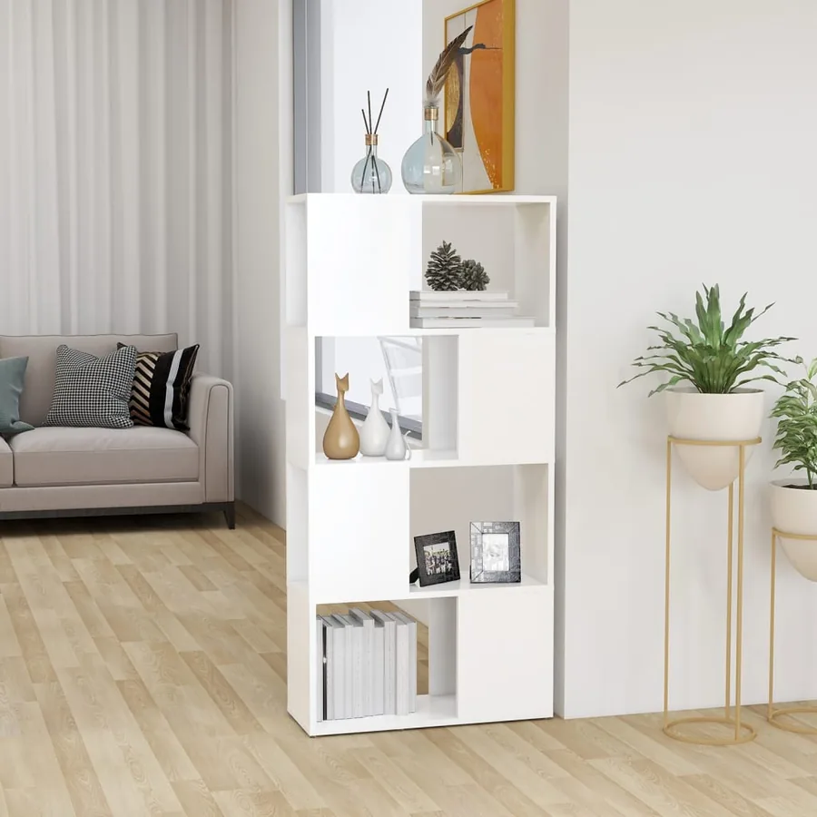 Bibliothèque/Séparateur de pièce blanc bois d'ingénierie