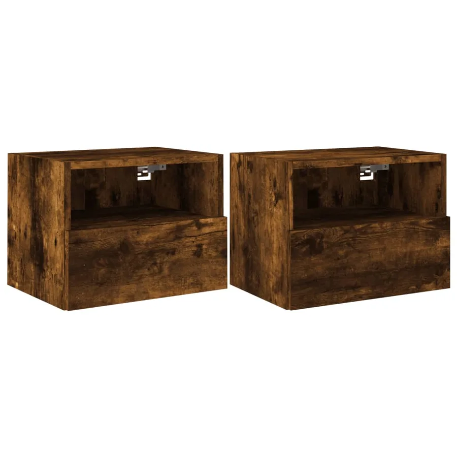Meubles TV muraux 2 pcs chêne fumé 40x30x30cm bois d'ingénierie - 2