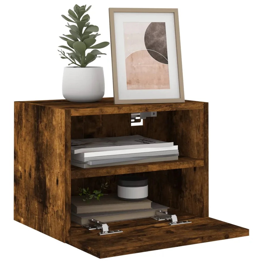 Meubles TV muraux 2 pcs chêne fumé 40x30x30cm bois d'ingénierie - 5