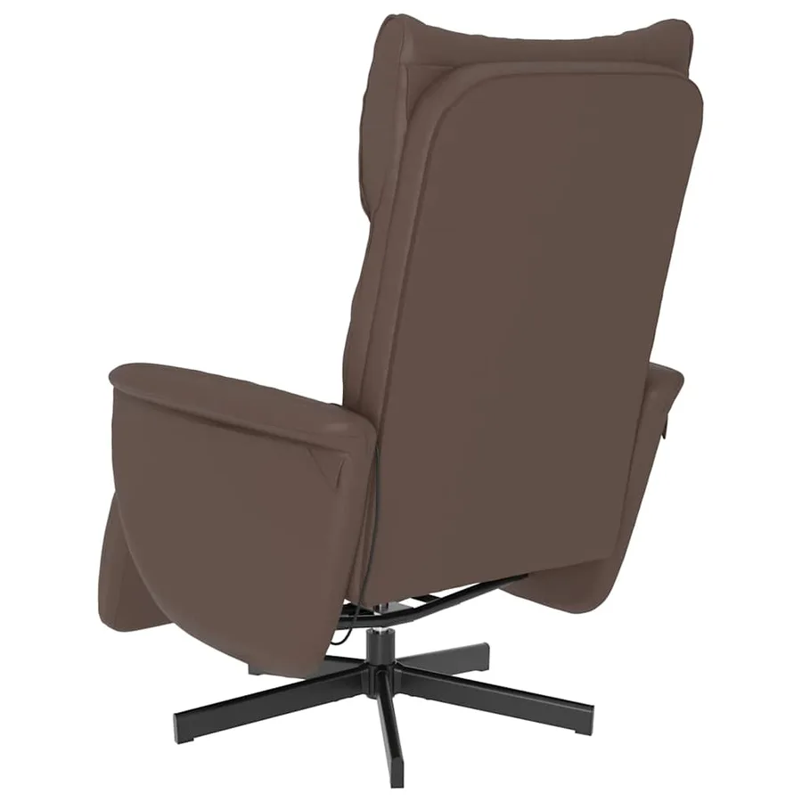Fauteuil inclinable de massage repose-pieds marron similicuir - 6