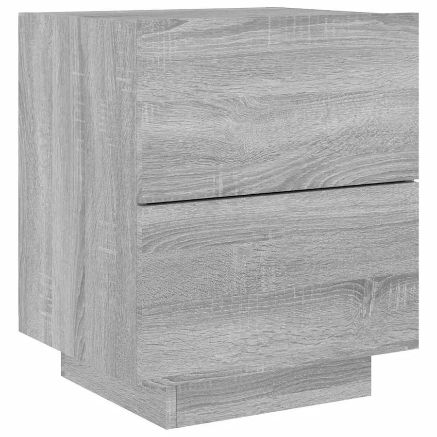 Armoires de chevet et lumières LED 2 pcs sonoma gris - 6