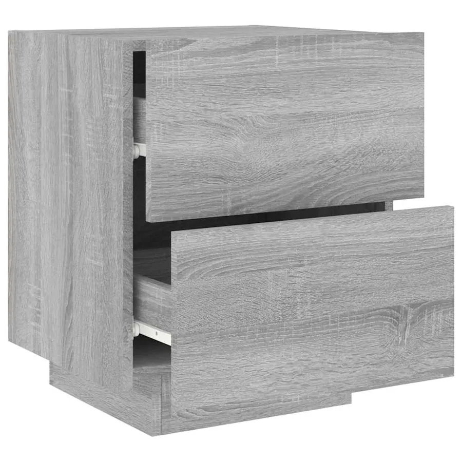 Armoires de chevet et lumières LED 2 pcs sonoma gris - 7