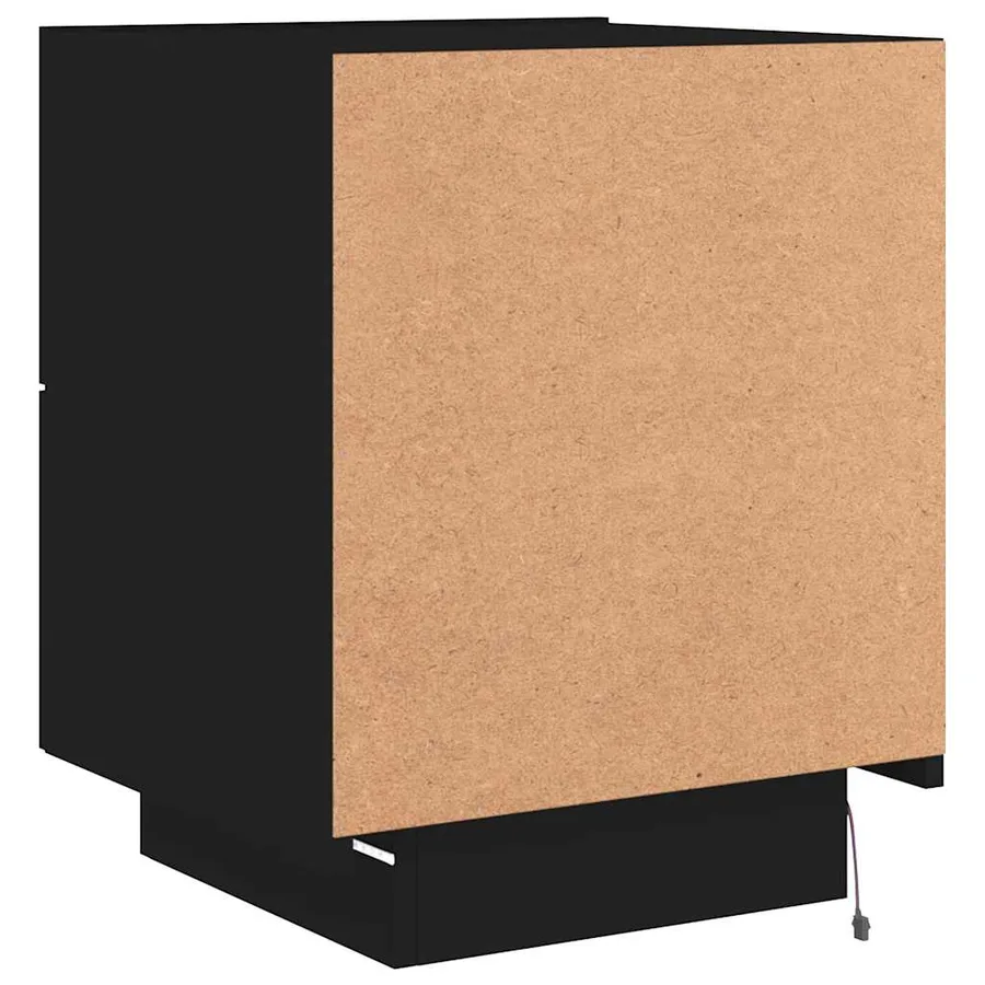 Armoires de chevet et lumières LED 2 pcs noir bois d'ingénierie - 10