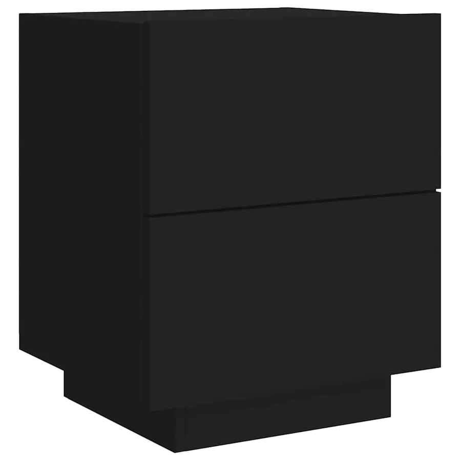 Armoires de chevet et lumières LED 2 pcs noir bois d'ingénierie - 6