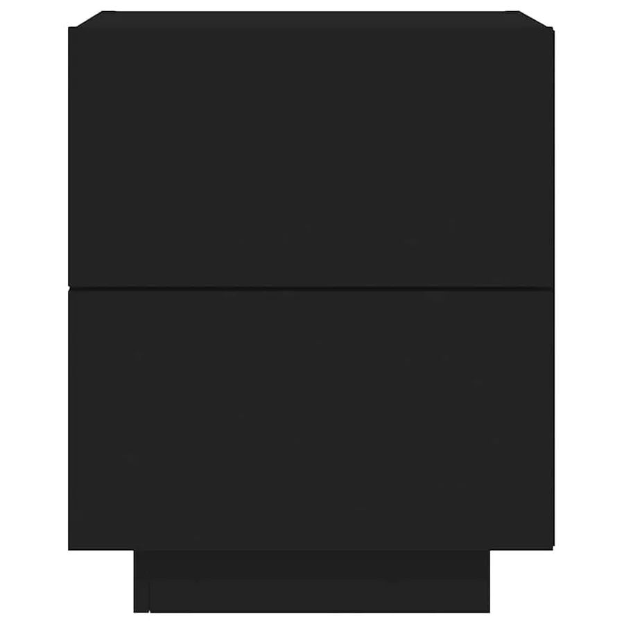 Armoires de chevet et lumières LED 2 pcs noir bois d'ingénierie - 8