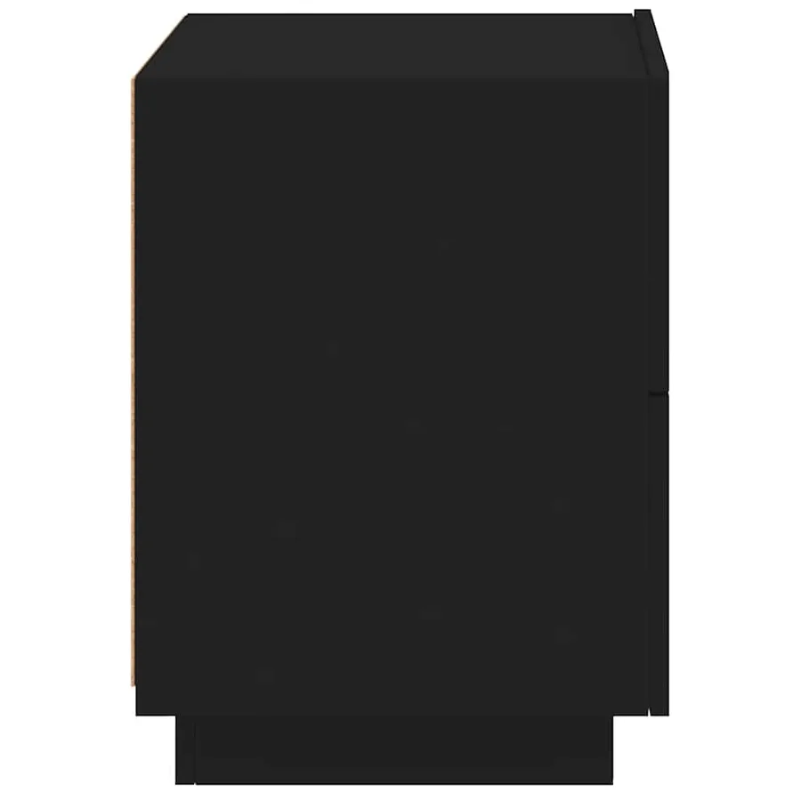 Armoires de chevet et lumières LED 2 pcs noir bois d'ingénierie - 9