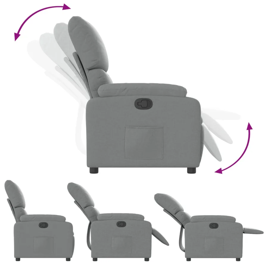 Fauteuil inclinable en tissu gris clair - 4