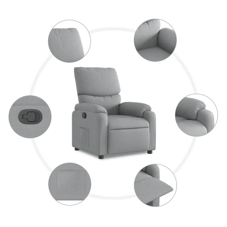 Fauteuil inclinable en tissu gris clair - 5