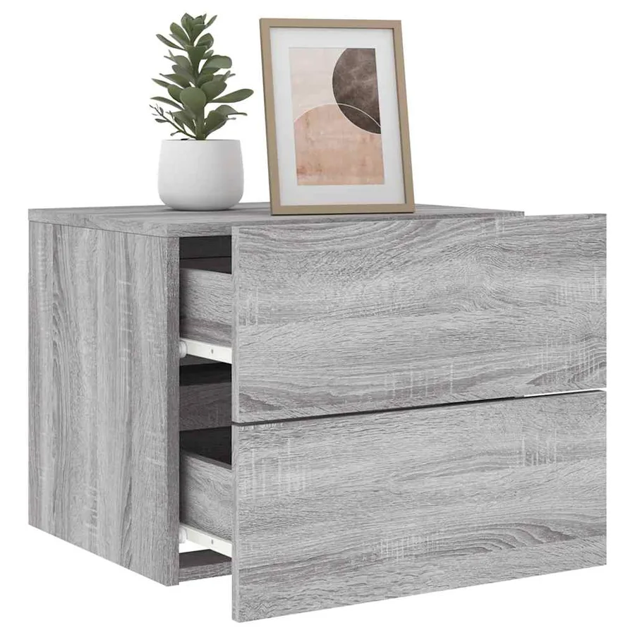Tables de chevet murales avec lumières LED 2 pcs sonoma gris - 4
