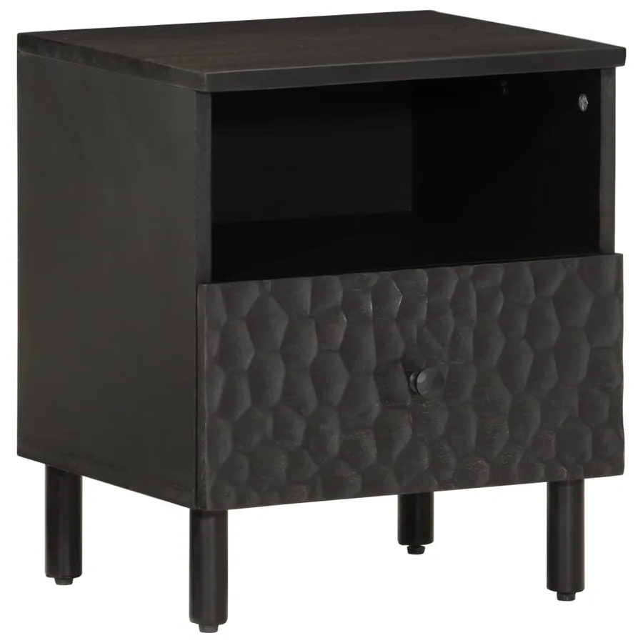 Tables de chevet 2 pcs noir 40x33x46 cm bois de manguier solide - 2