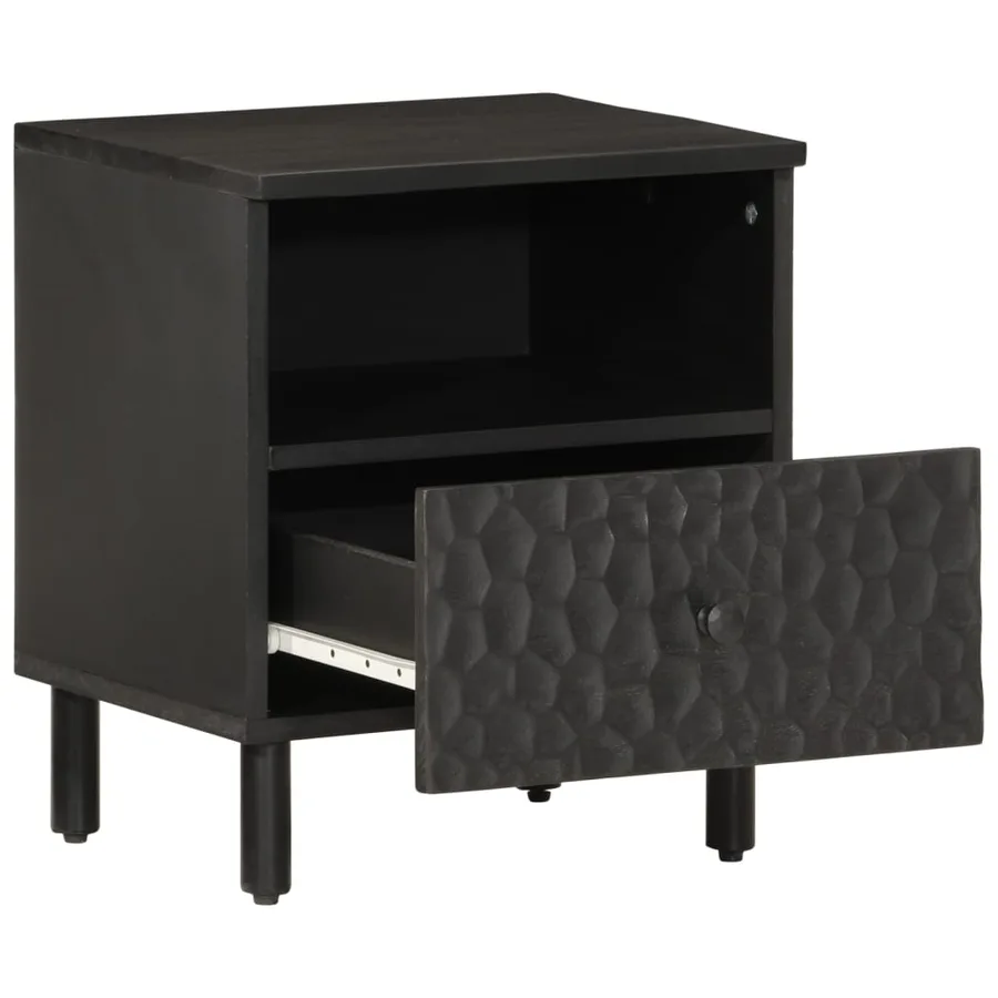 Tables de chevet 2 pcs noir 40x33x46 cm bois de manguier solide - 3