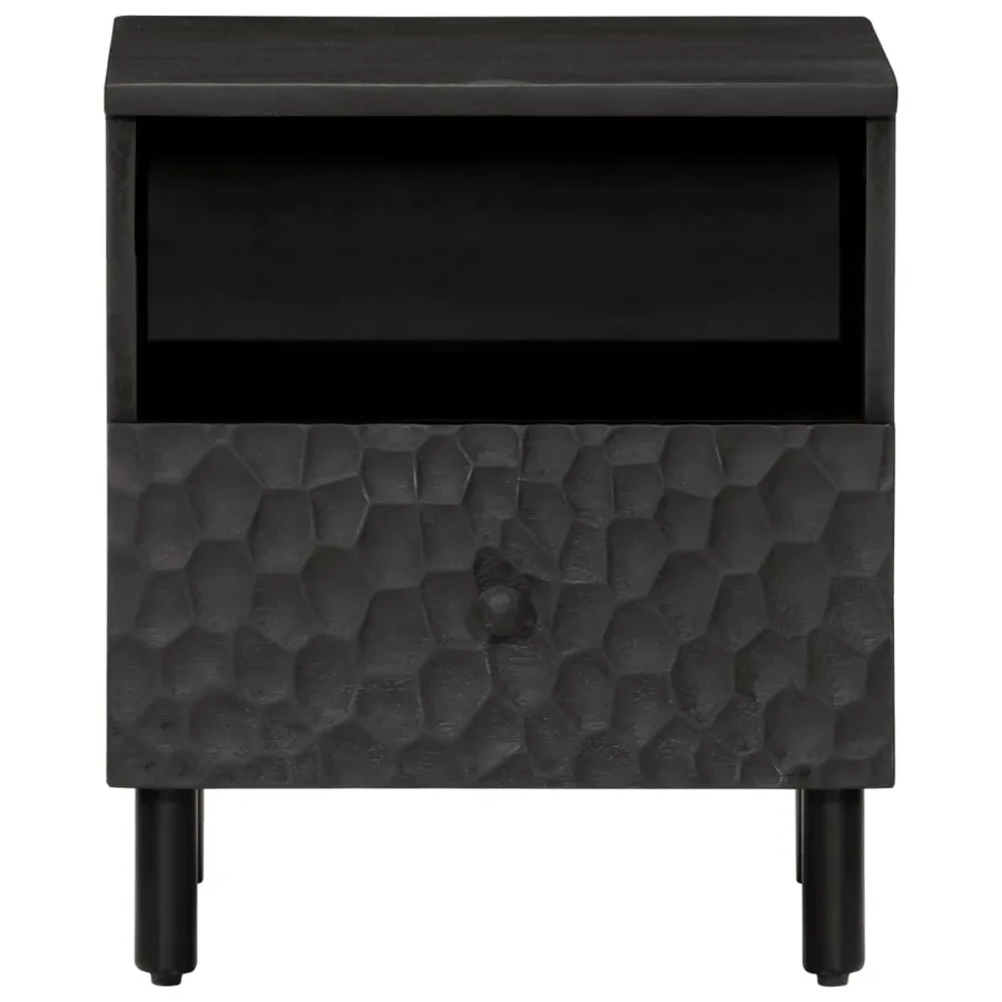 Tables de chevet 2 pcs noir 40x33x46 cm bois de manguier solide - 4