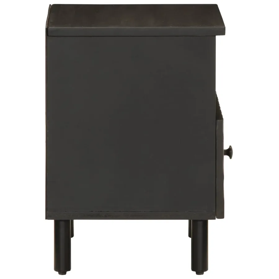 Tables de chevet 2 pcs noir 40x33x46 cm bois de manguier solide - 5