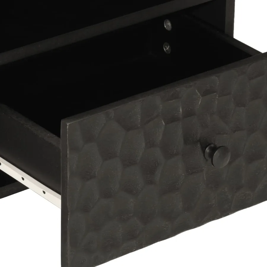 Tables de chevet 2 pcs noir 40x33x46 cm bois de manguier solide - 8