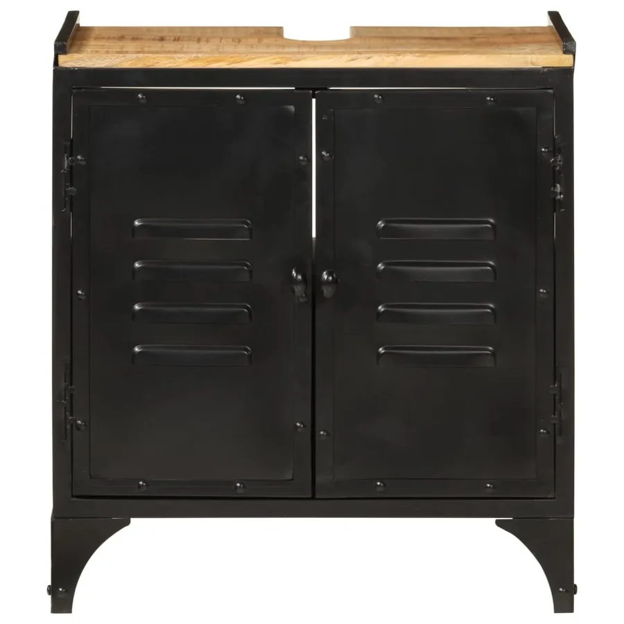 Armoire de lavabo de salle de bain fer et bois de manguier - 3