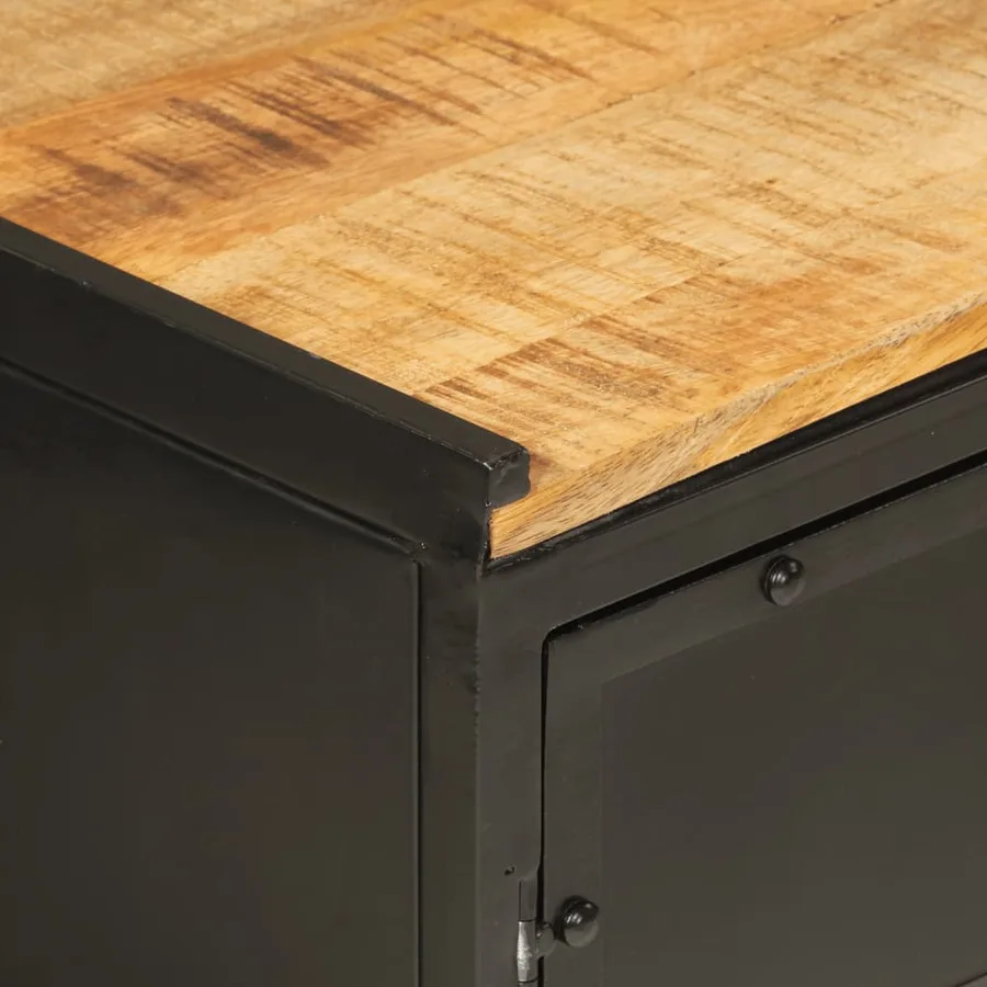 Armoire de lavabo de salle de bain fer et bois de manguier - 6