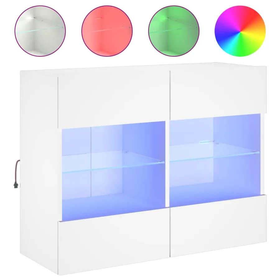 Meuble TV mural avec lumières LED blanc 78,5x30x60,5 cm - 2