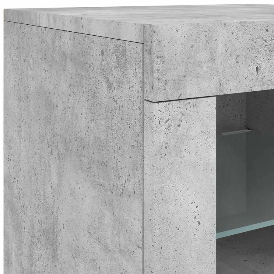 Armoire latérale avec lumières LED gris béton bois d'ingénierie - 11