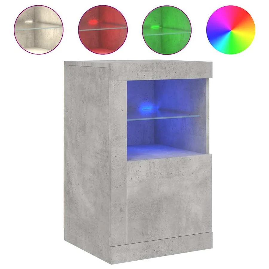 Armoire latérale avec lumières LED gris béton bois d'ingénierie - 5