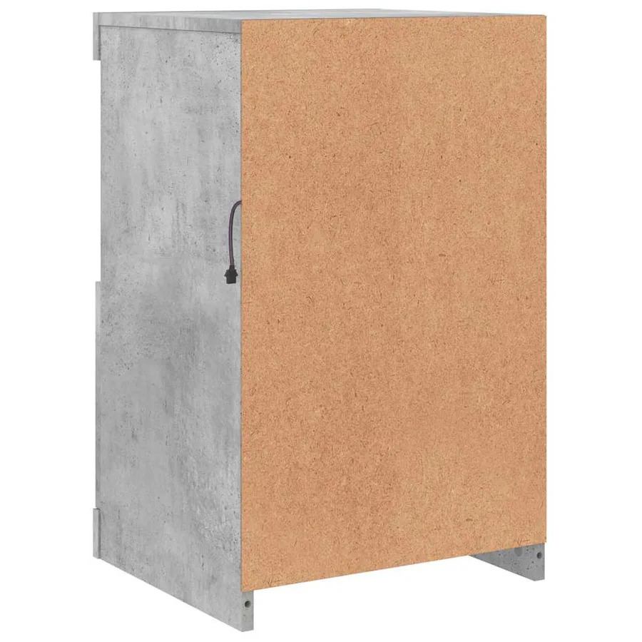 Armoire latérale avec lumières LED gris béton bois d'ingénierie - 9