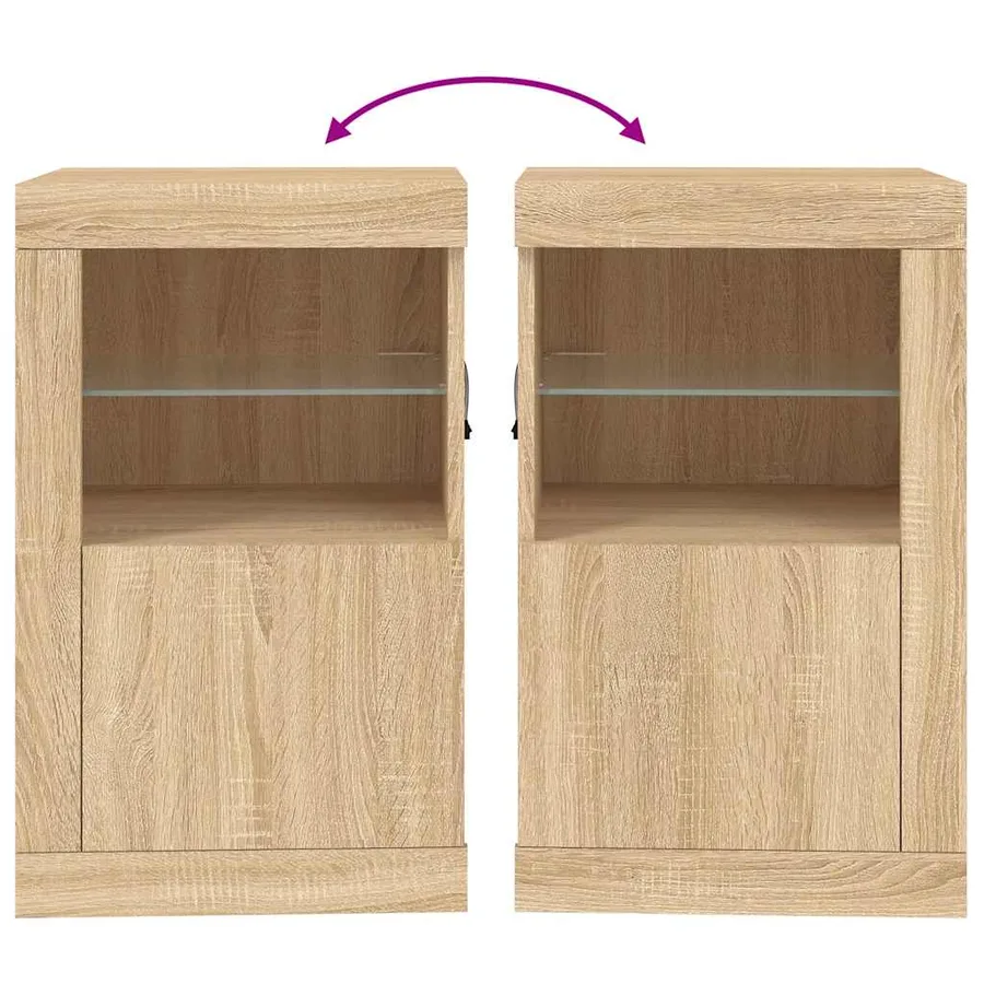 Armoire latérale avec lumières LED chêne sonoma - 10