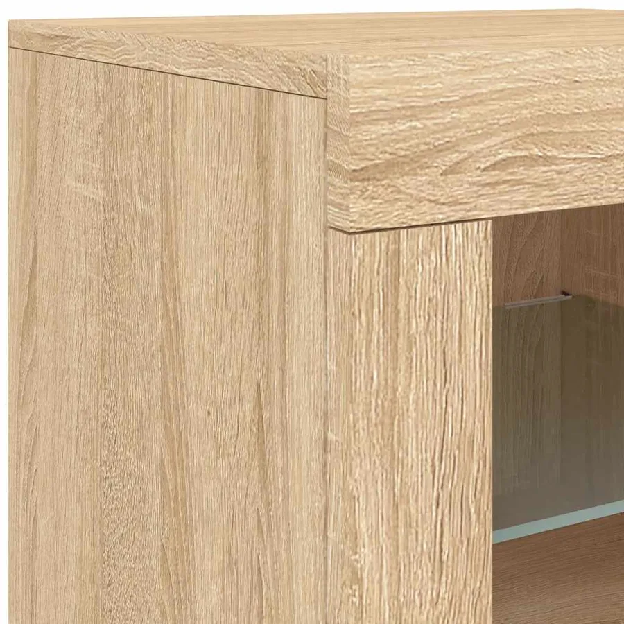 Armoire latérale avec lumières LED chêne sonoma - 11
