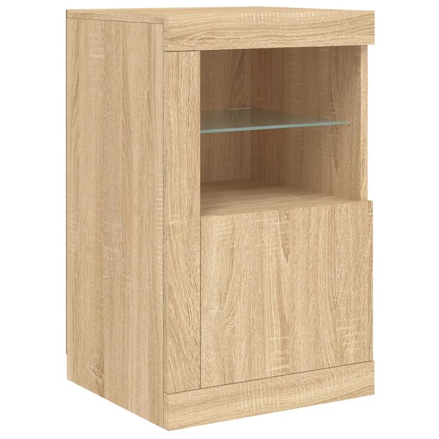 Armoire latérale avec lumières LED chêne sonoma - 2