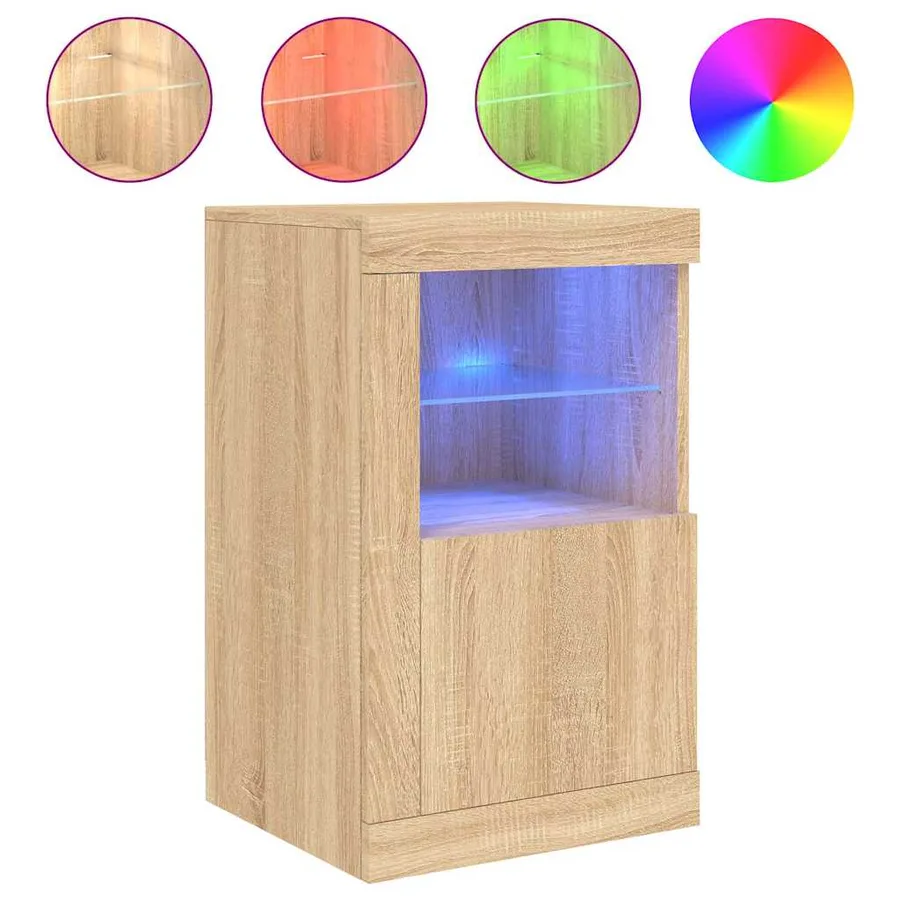 Armoire latérale avec lumières LED chêne sonoma - 5