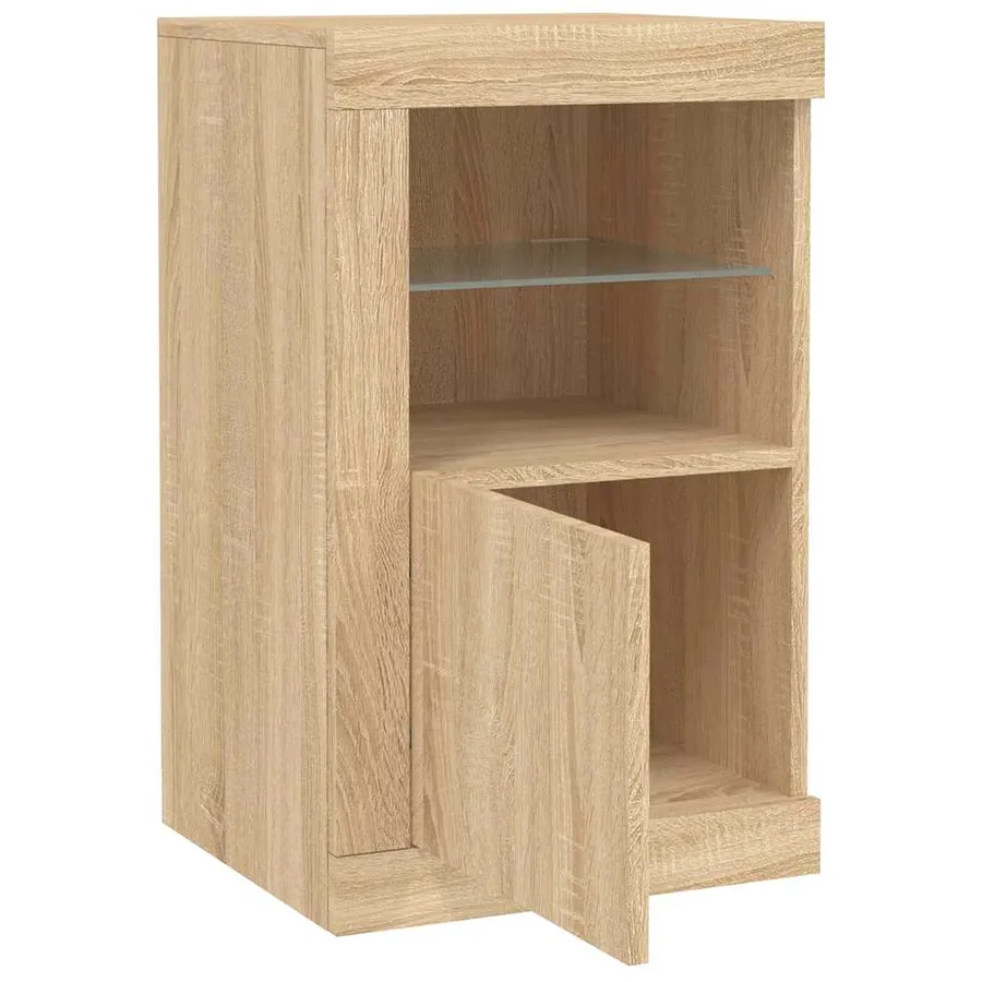 Armoire latérale avec lumières LED chêne sonoma - 6