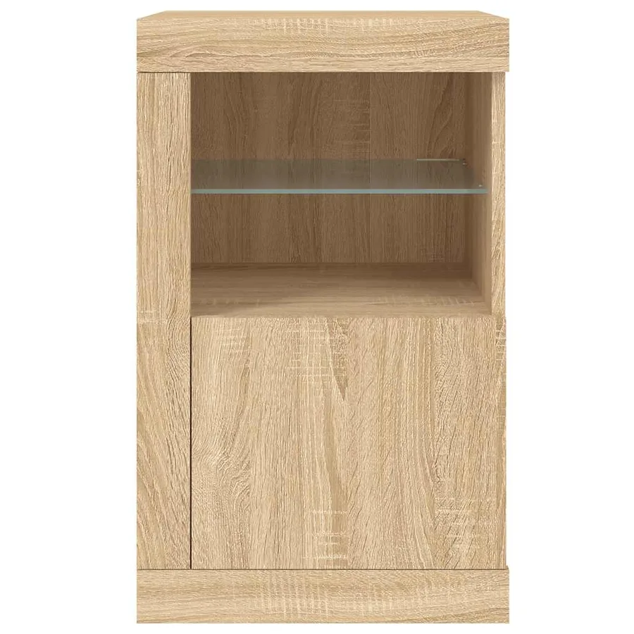 Armoire latérale avec lumières LED chêne sonoma - 7