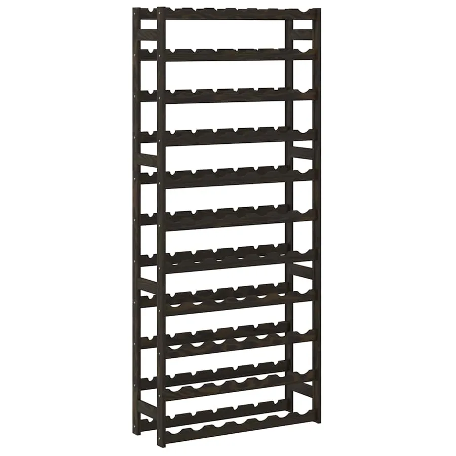 Casier à bouteilles pour 77 bouteilles noir bois pin solide - 5