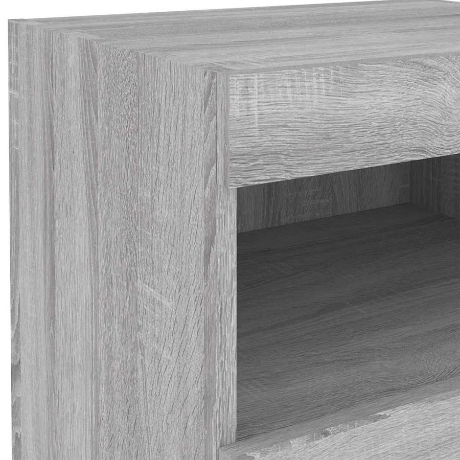 Table de chevet avec lumières LED sonoma gris 50x40x45 cm - 11