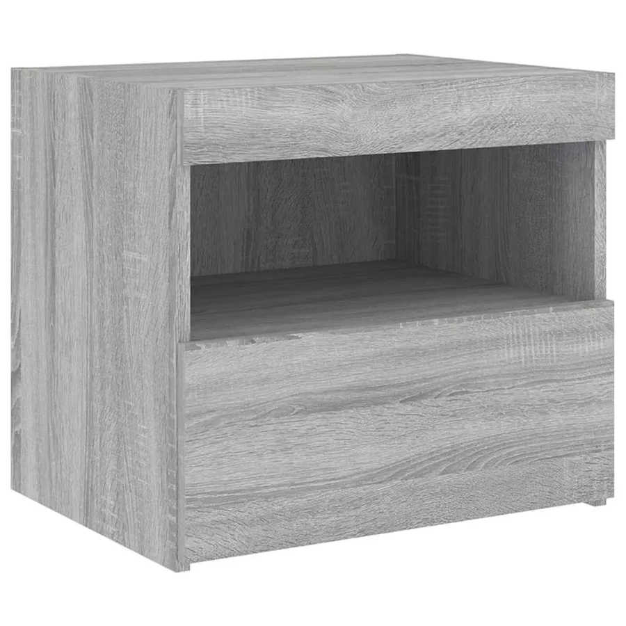 Table de chevet avec lumières LED sonoma gris 50x40x45 cm - 6
